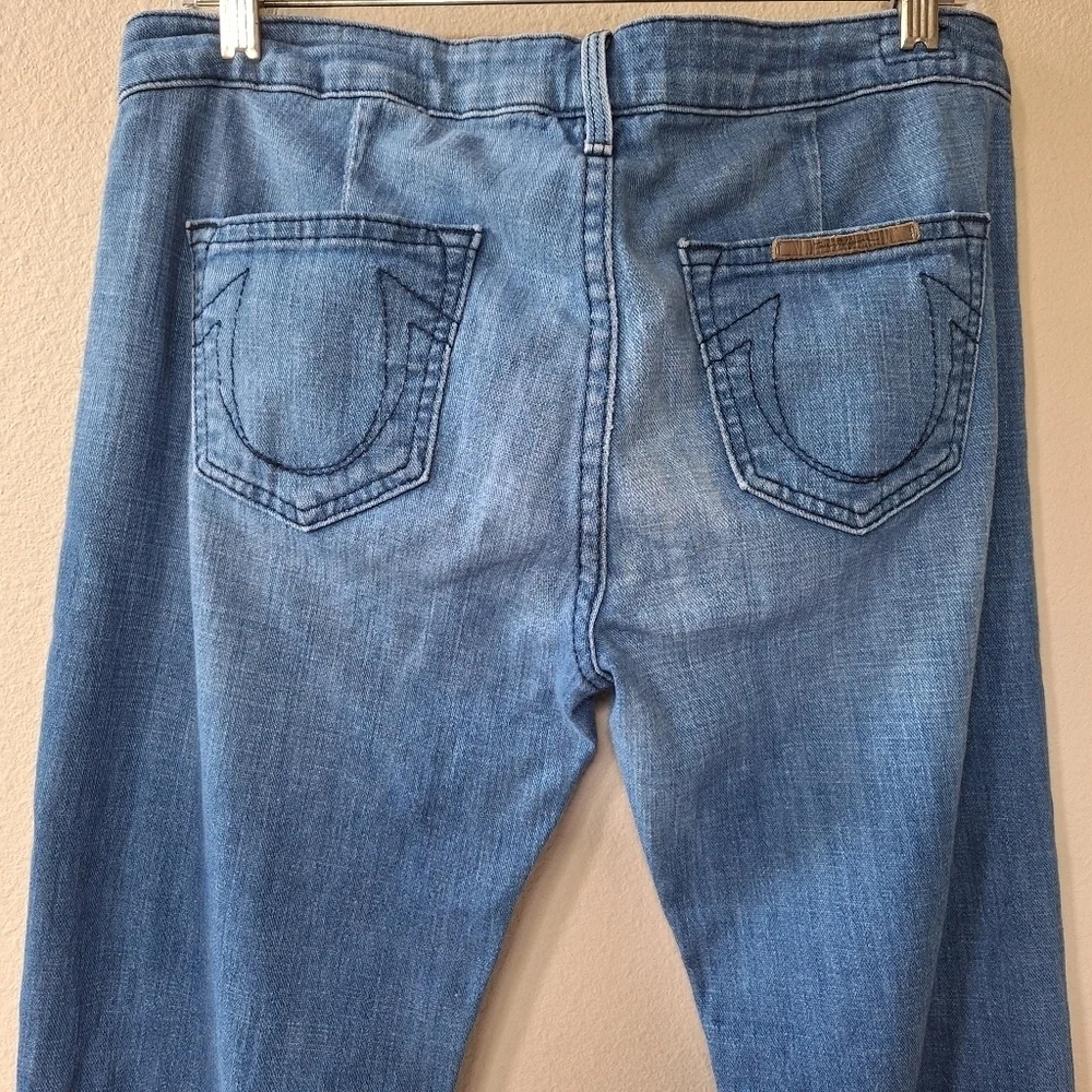 Y2K True Religion Womens Mid Rise Slim Thigh Flare Jeans Size 31x35 - Picture 8 of 10